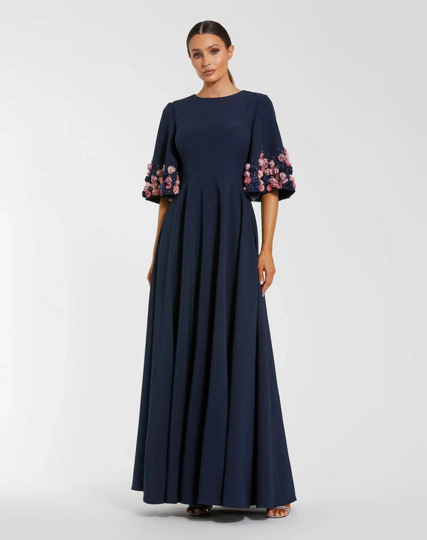 Crew/High-Neck Floor-Length Crepe Formal A-Line Mac Duggal 9911854P