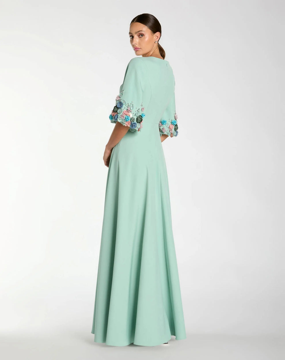 Crew/High-Neck Floor-Length Crepe Formal A-Line Mac Duggal 9911854P