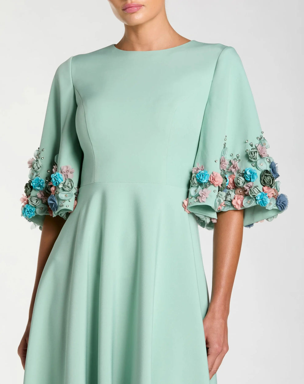 Crew/High-Neck Floor-Length Crepe Formal A-Line Mac Duggal 9911854P