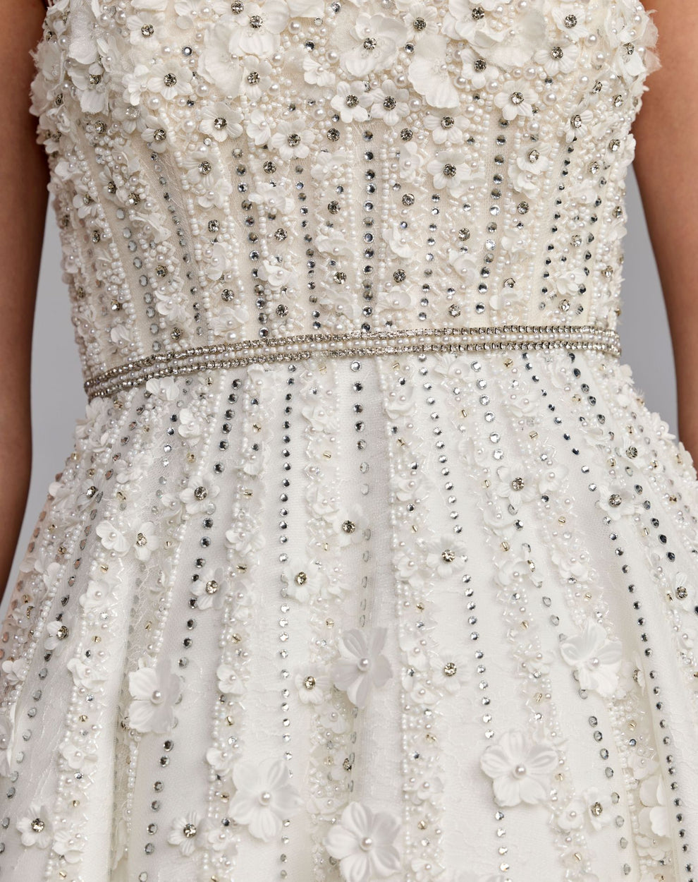 Wedding Dresses 3D Floral Midi A Line Short Wedding Dress Mac Duggal 11865 Ivory