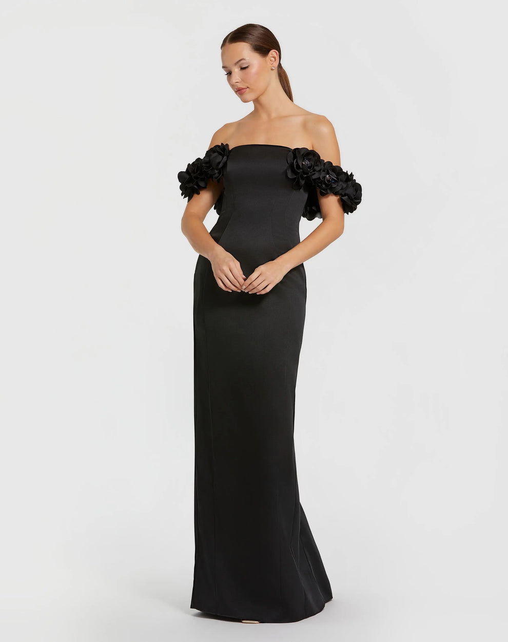 Prom Dresses Long Formal 3D Floral Prom Dress Black 