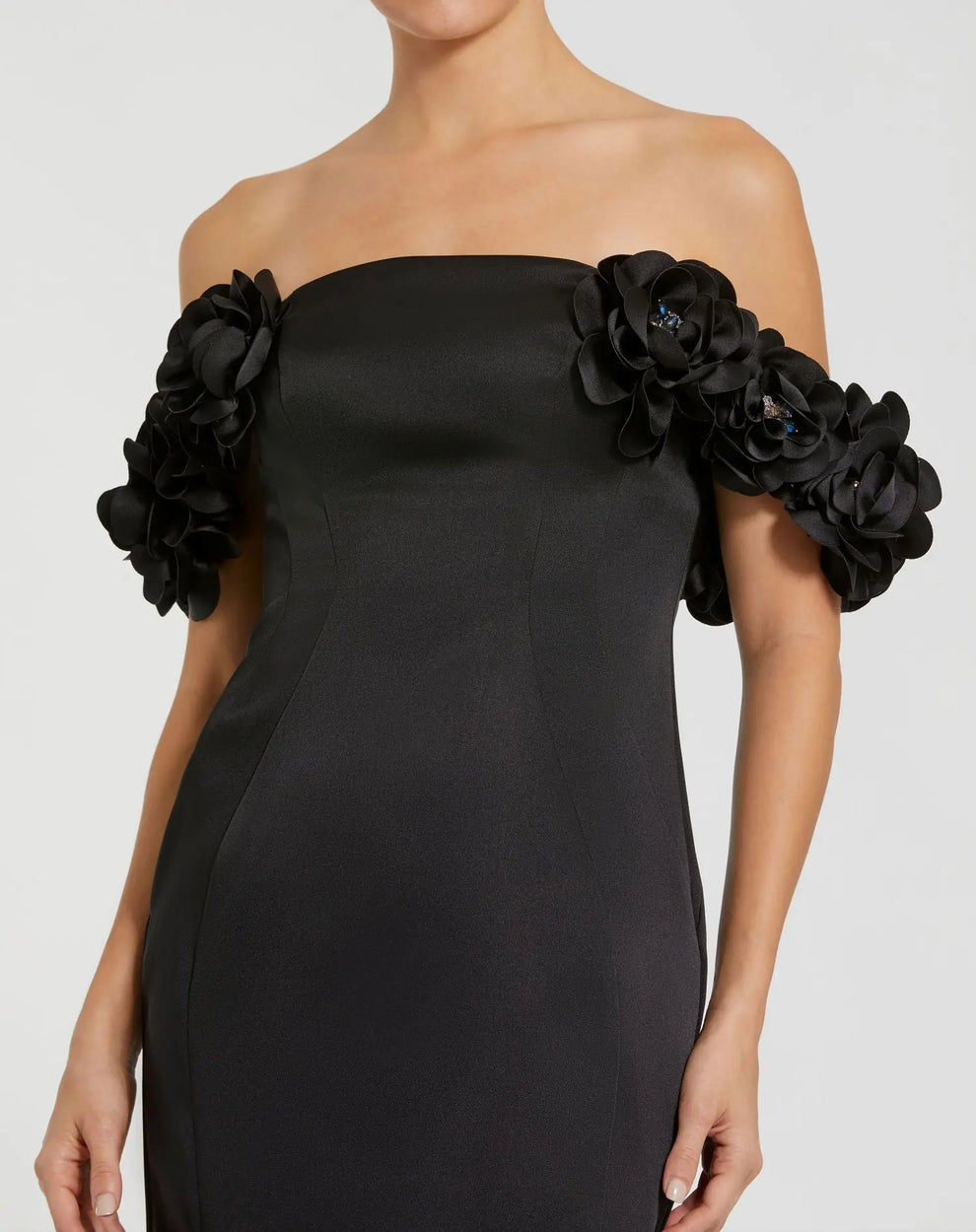 Prom Dresses Long Formal 3D Floral Prom Dress Black 