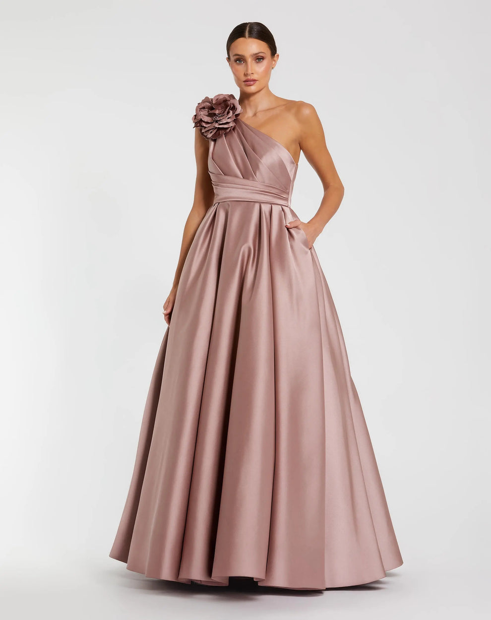 formal wear plus size dresses Final Sale Plus Size Gown with Layered Sleeves in Glitter Black Fabric main image 1