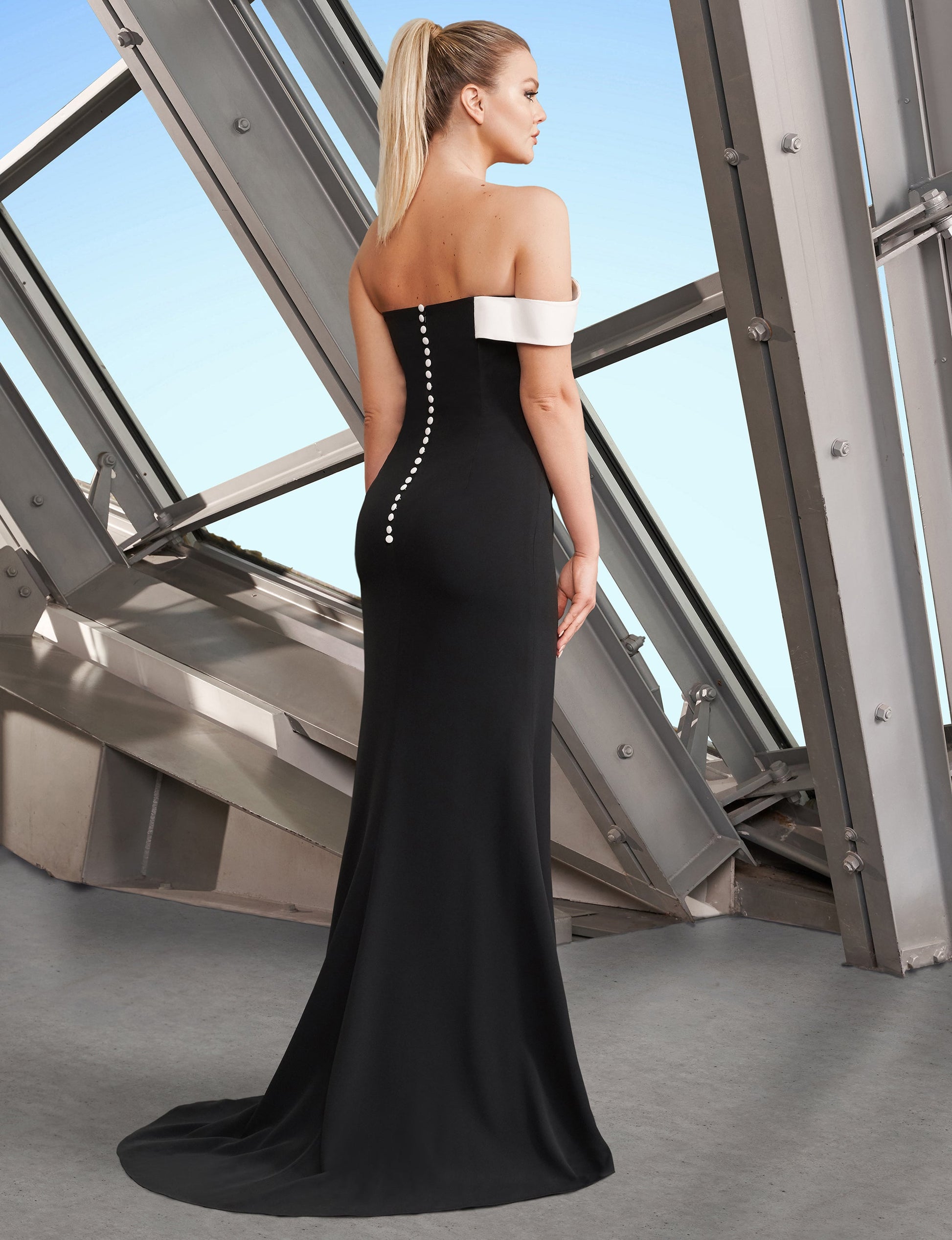 Alexander by Daymor 1188 Long Pleated Ruffle Formal Dress