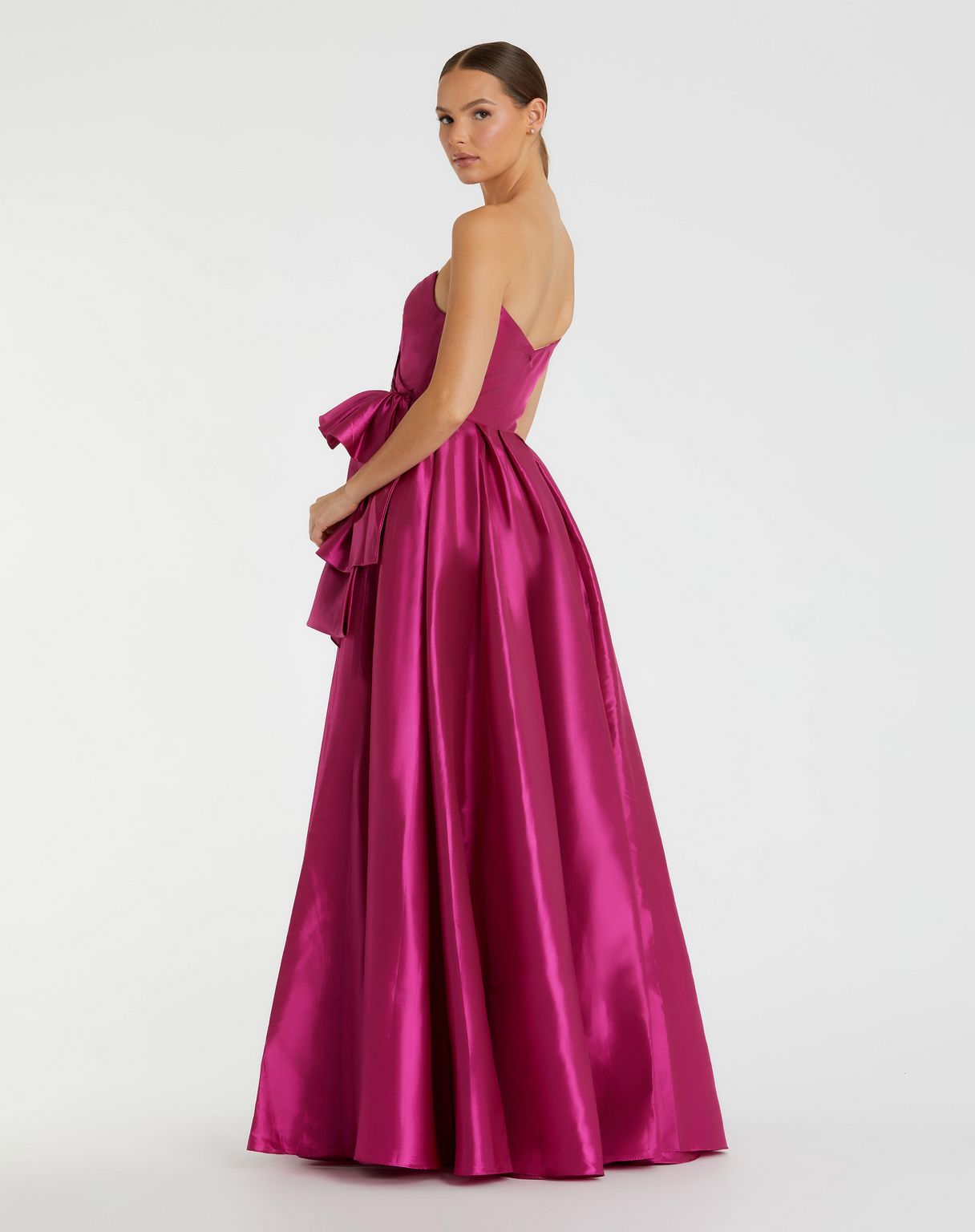 Mac Duggal 11892 Pleated Long Formal A Line Ruffle Slit Prom Dress