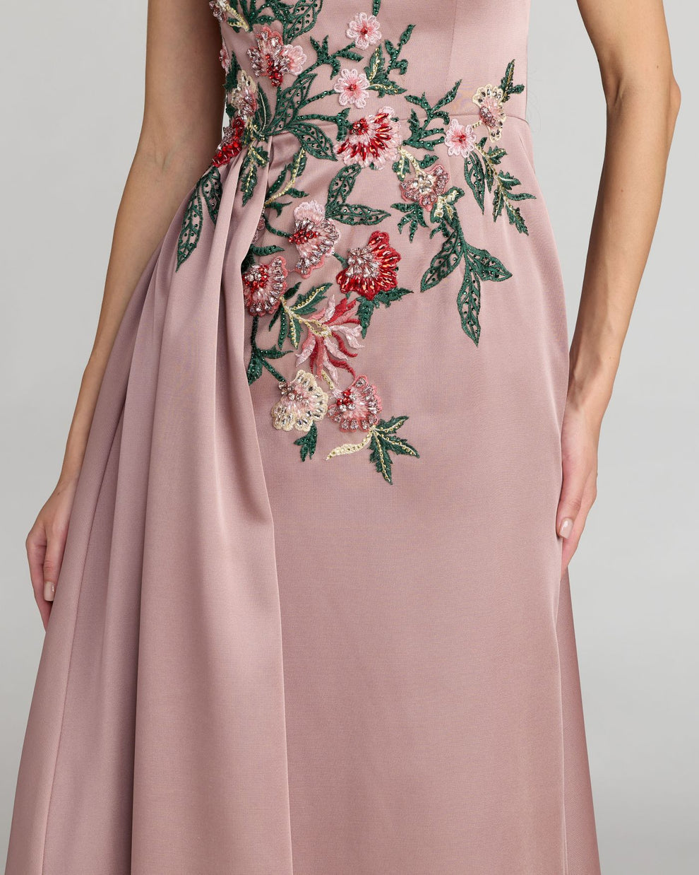 Strapless Straight Neck Floor-Length Satin Evening A-Line Mac Duggal 11894