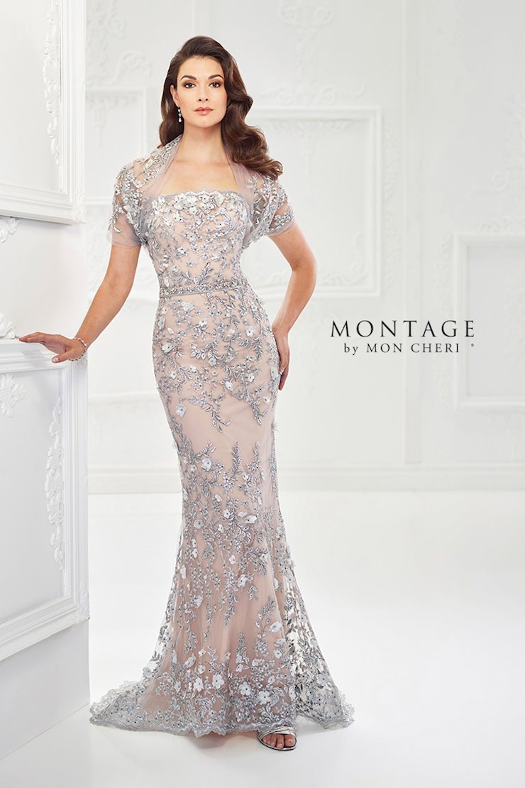 Montage 118961 Long Metallic Lace Evening Mother of the Bride Dress