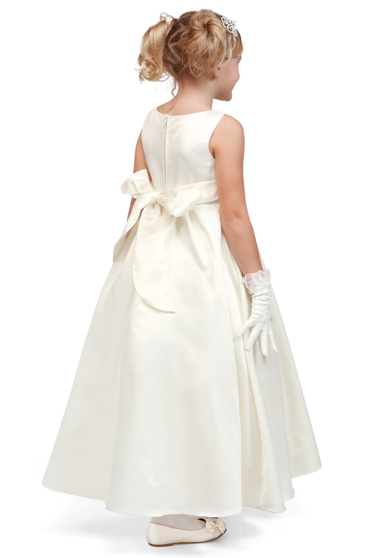 Flower Girl Dresses Long Pearl Beaded A Line Flower Girl Dress Ivory