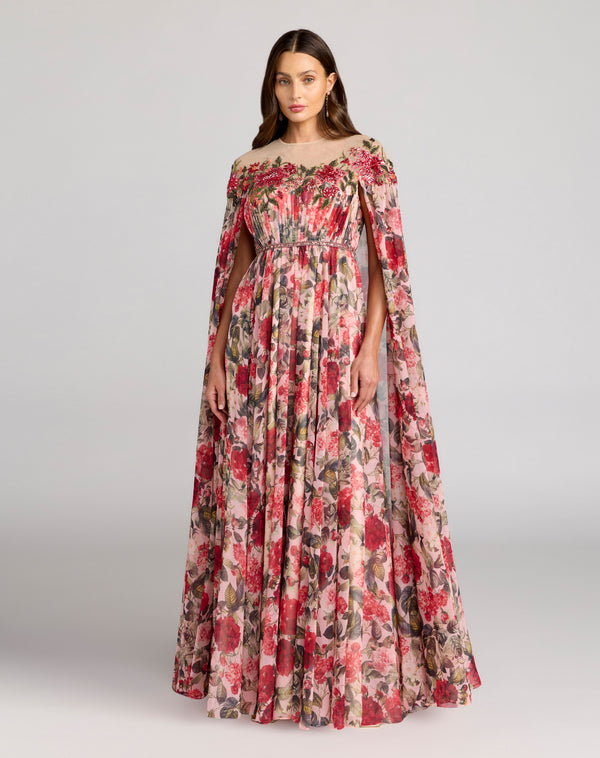Illusion Floor-Length Chiffon Formal A-Line Mac Duggal 11907
