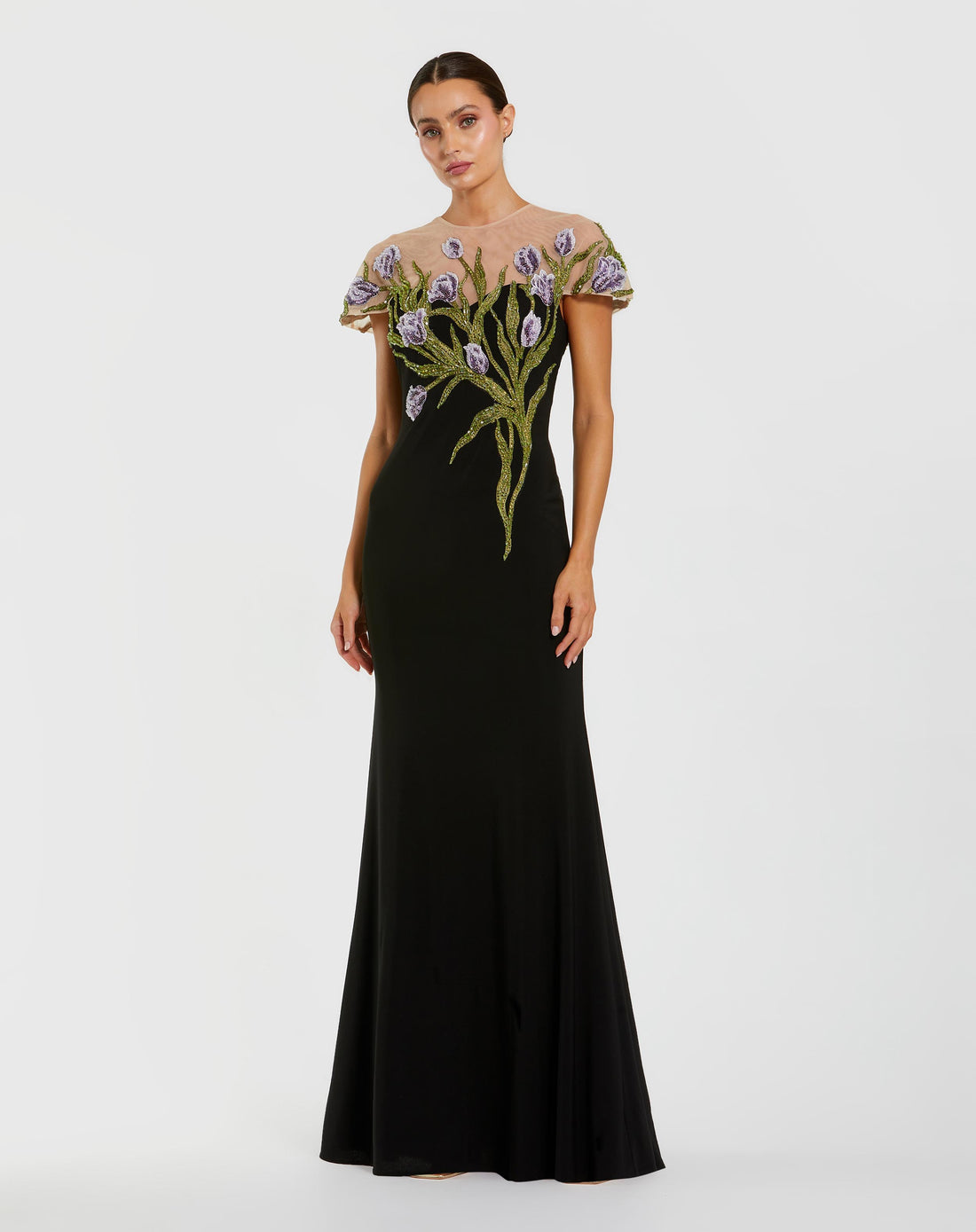 Mac Duggal 11912 Long Formal Fitted Floral Evening Dress