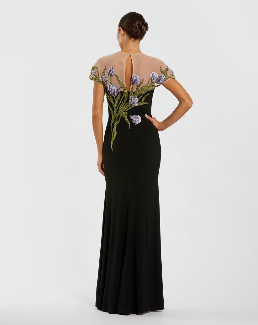Mac Duggal 11912 Long Formal Fitted Floral Evening Dress