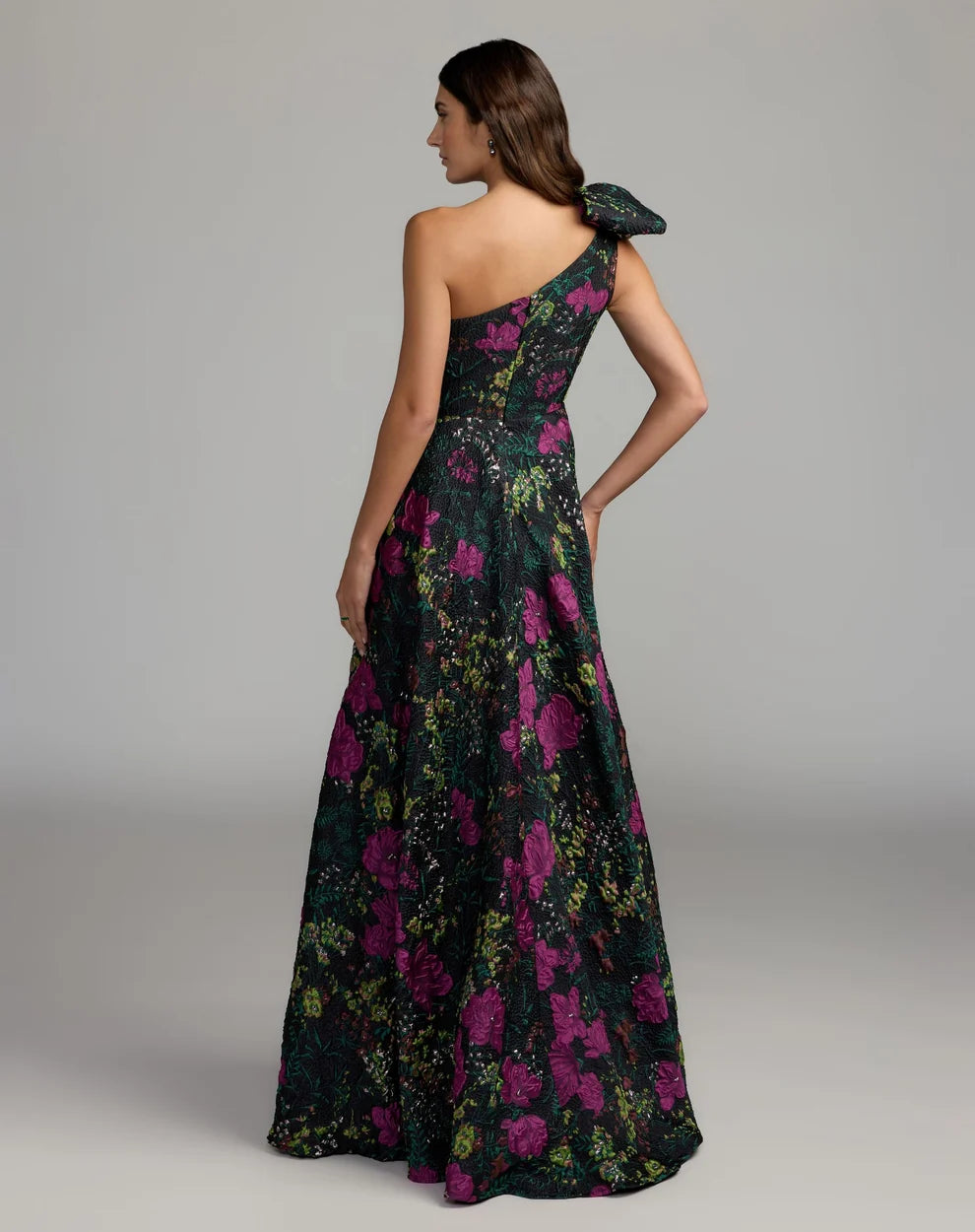 Formal Dresses Floral Print Long Formal A Line Prom Dress Black Multi