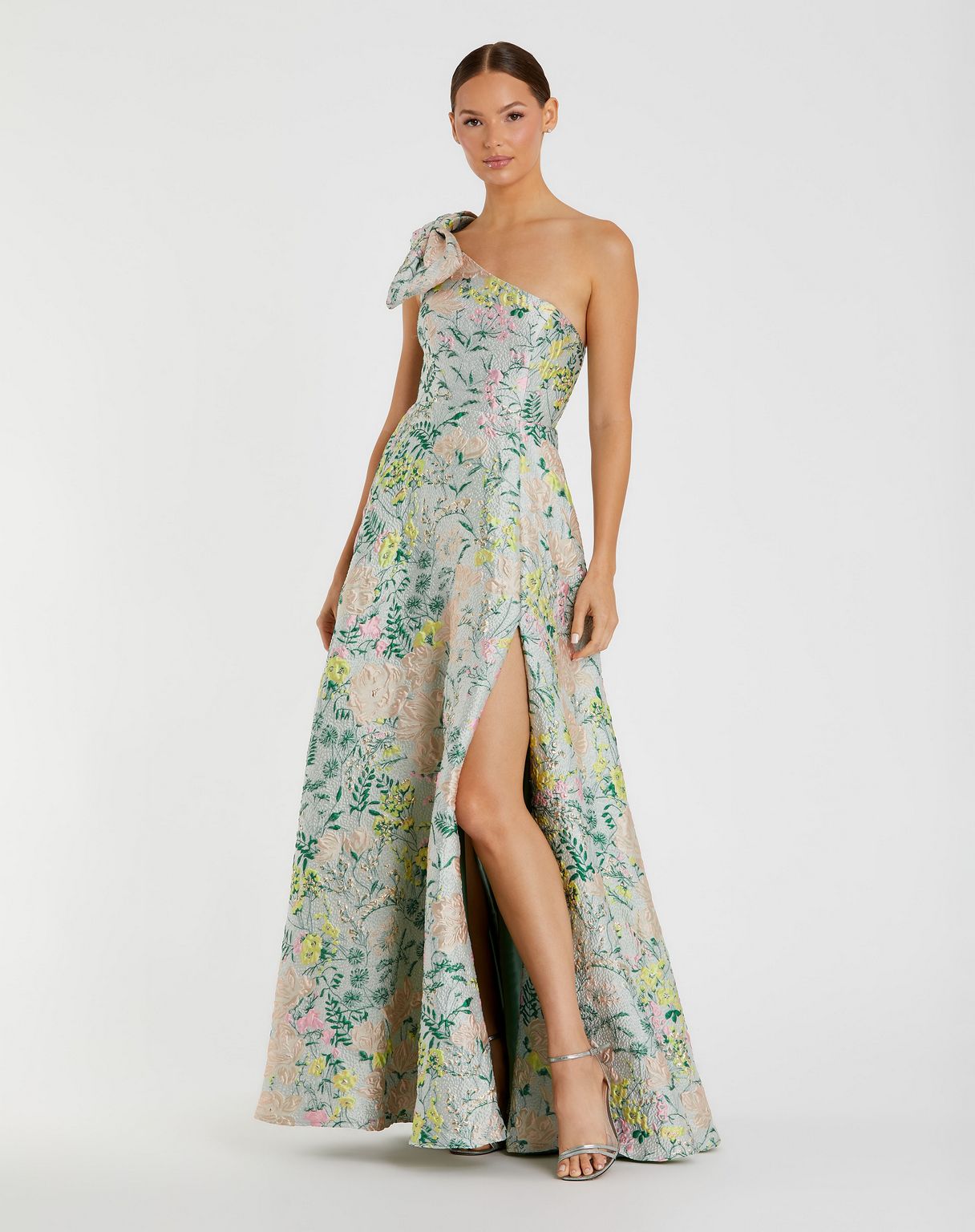 Mac Duggal 11919 Floral Print Long Formal A Line Prom Dress