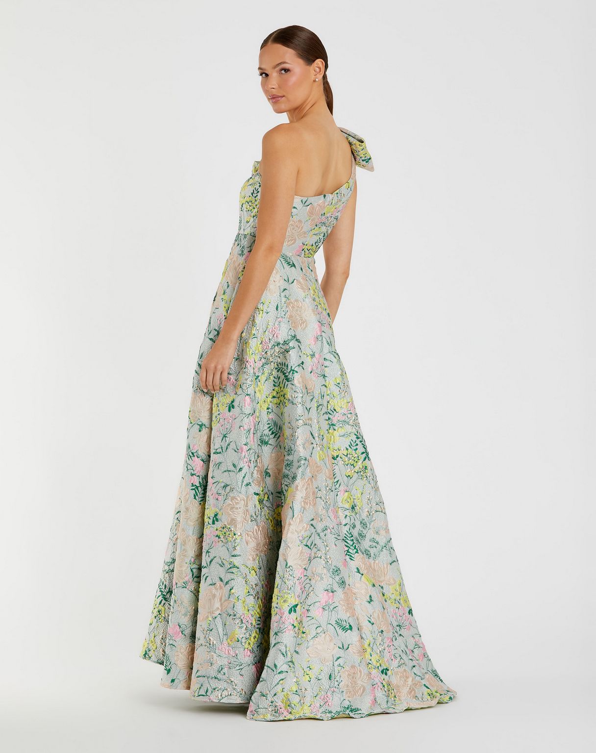 Mac Duggal 11919 Floral Print Long Formal A Line Prom Dress