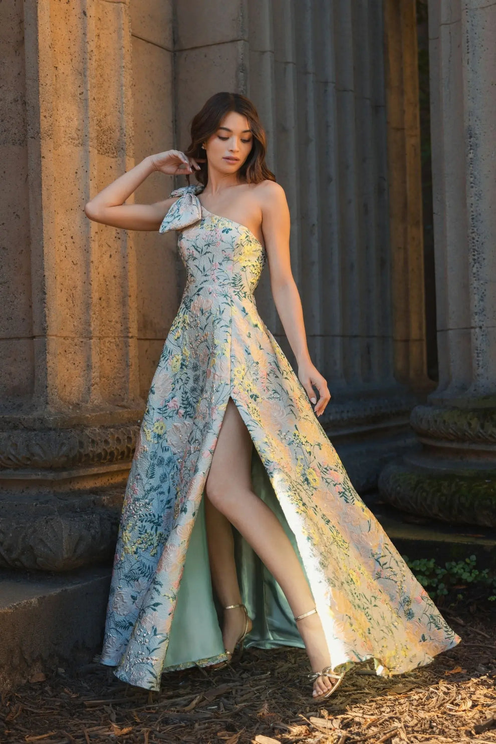 One-Shoulder Floor-Length Lace Formal A-Line Mac Duggal 9911919P