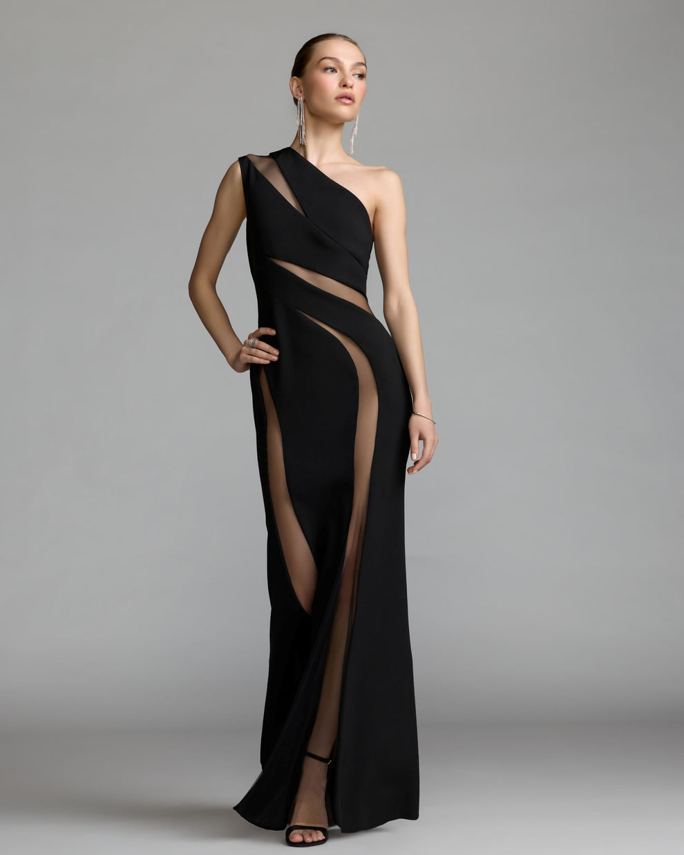 One-Shoulder Floor-Length Scuba Formal Mermaid Mac Duggal 11933
