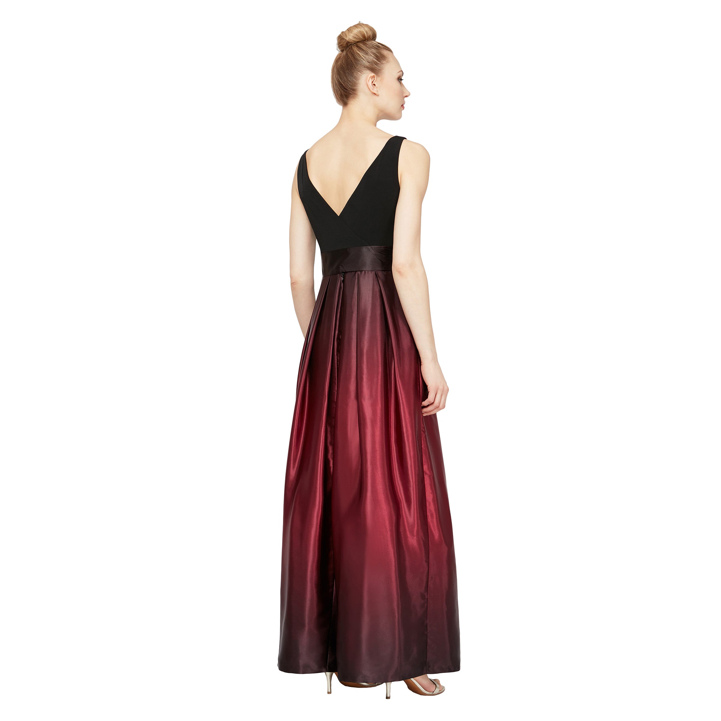 Sl Fashions Ombre Satin Bow Sash Gown - Black Silver - Size 14 Sl Fashions Ombre Satin Bow Sash Gown - Black Silver - Size 14