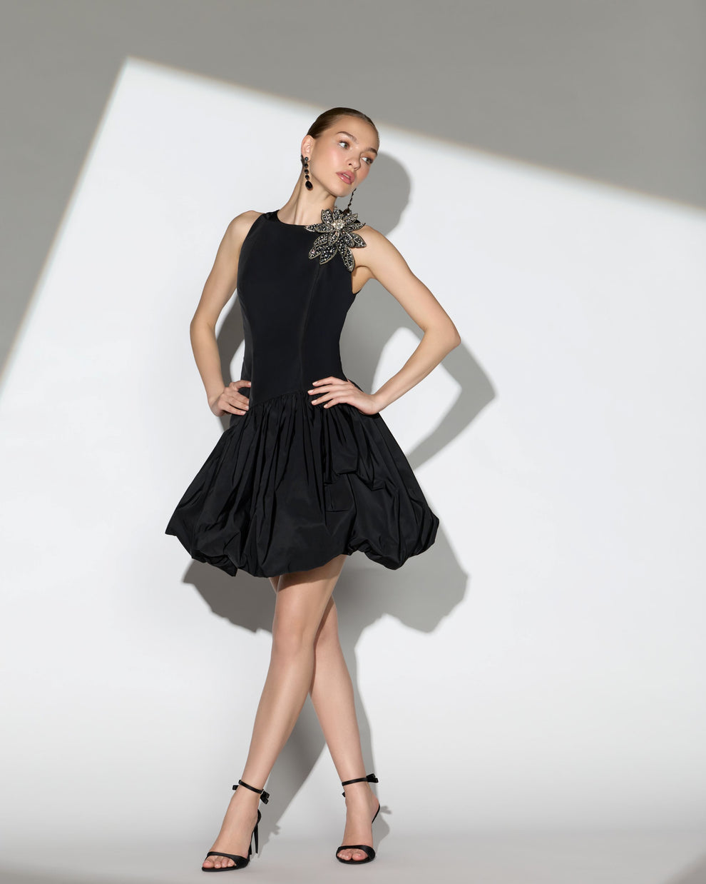 Crew High-Neck Mini Short Satin Cocktail Fit & Flare Mac Duggal 11952