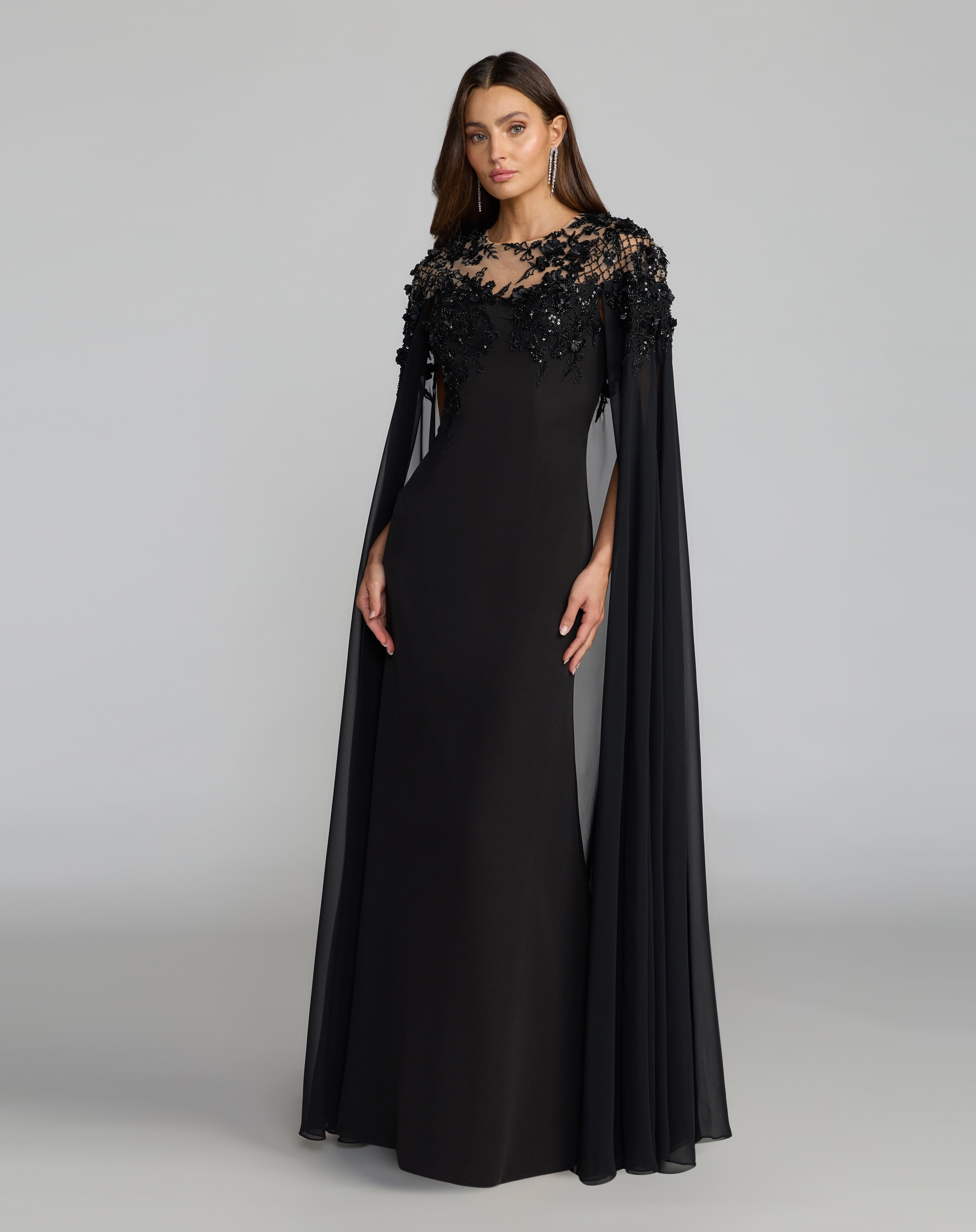 Illusion Floor-Length Chiffon Evening Sheath/Column Mac Duggal 11954
