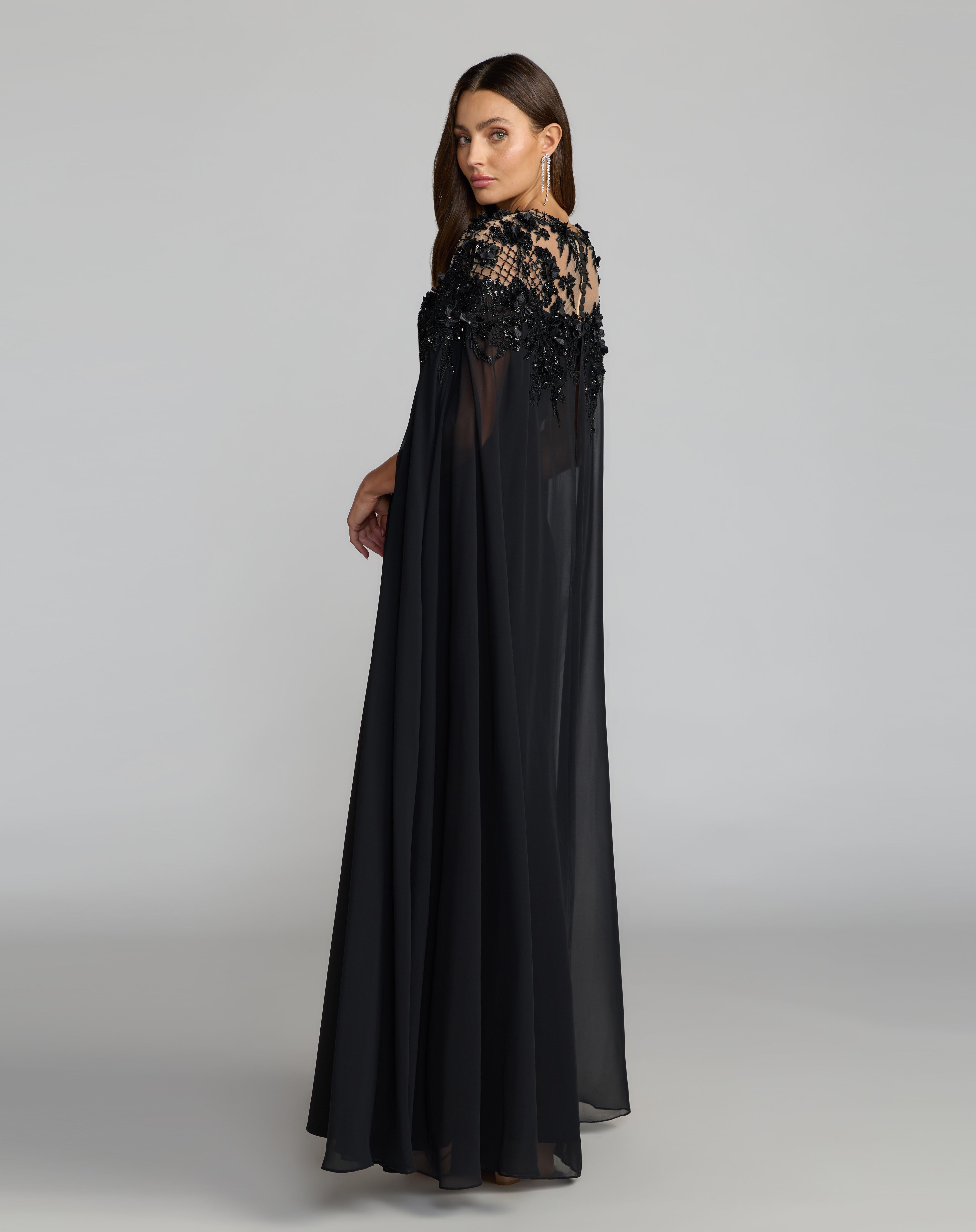 Illusion Floor-Length Chiffon Evening Sheath/Column Mac Duggal 11954