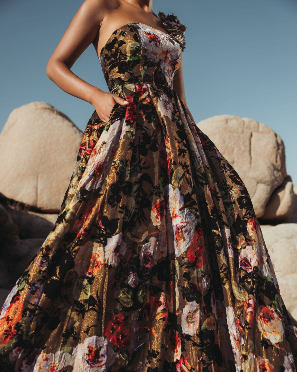 Long Applique 3D Floral Dress Prom Mac Duggal 11979