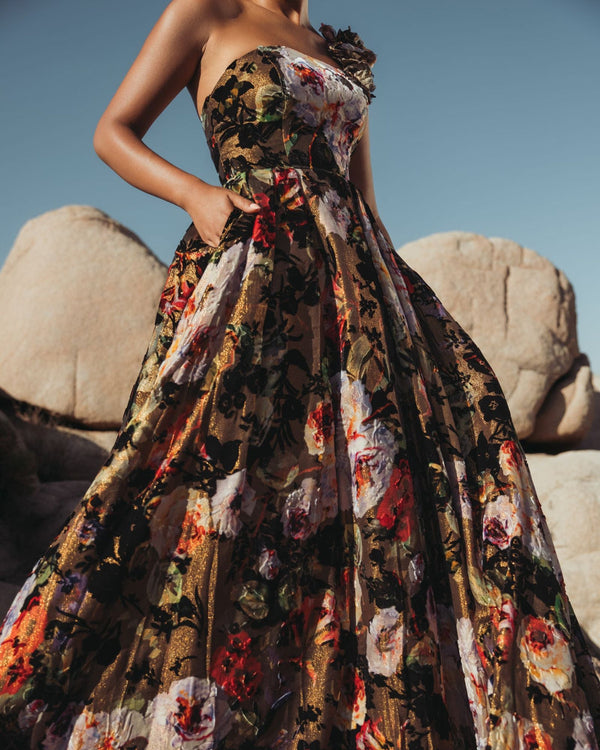 Long Applique 3D Floral Dress Prom Mac Duggal 11979