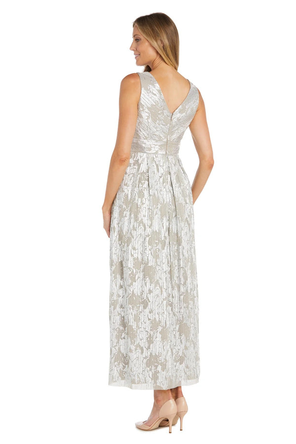 Formal Dresses Long Formal Metallic Printed Petite Dress Champagne/Silver