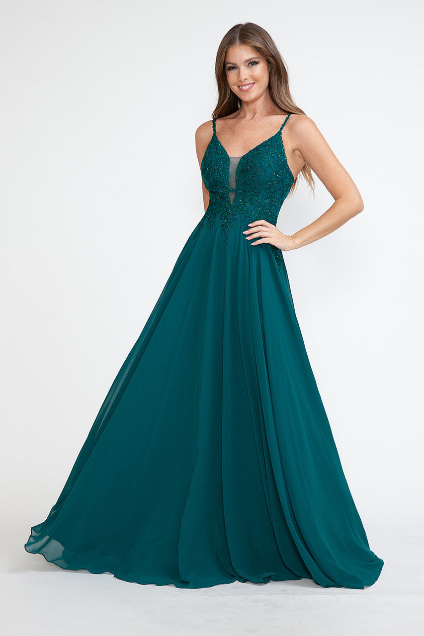 Prom Dresses Long Formal Floral Evening Prom Dress Lenovia 8185 Hunter Green