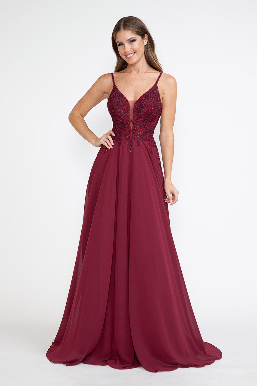 Prom Dresses Long Formal Floral Evening Prom Dress Lenovia 8185 Burgundy
