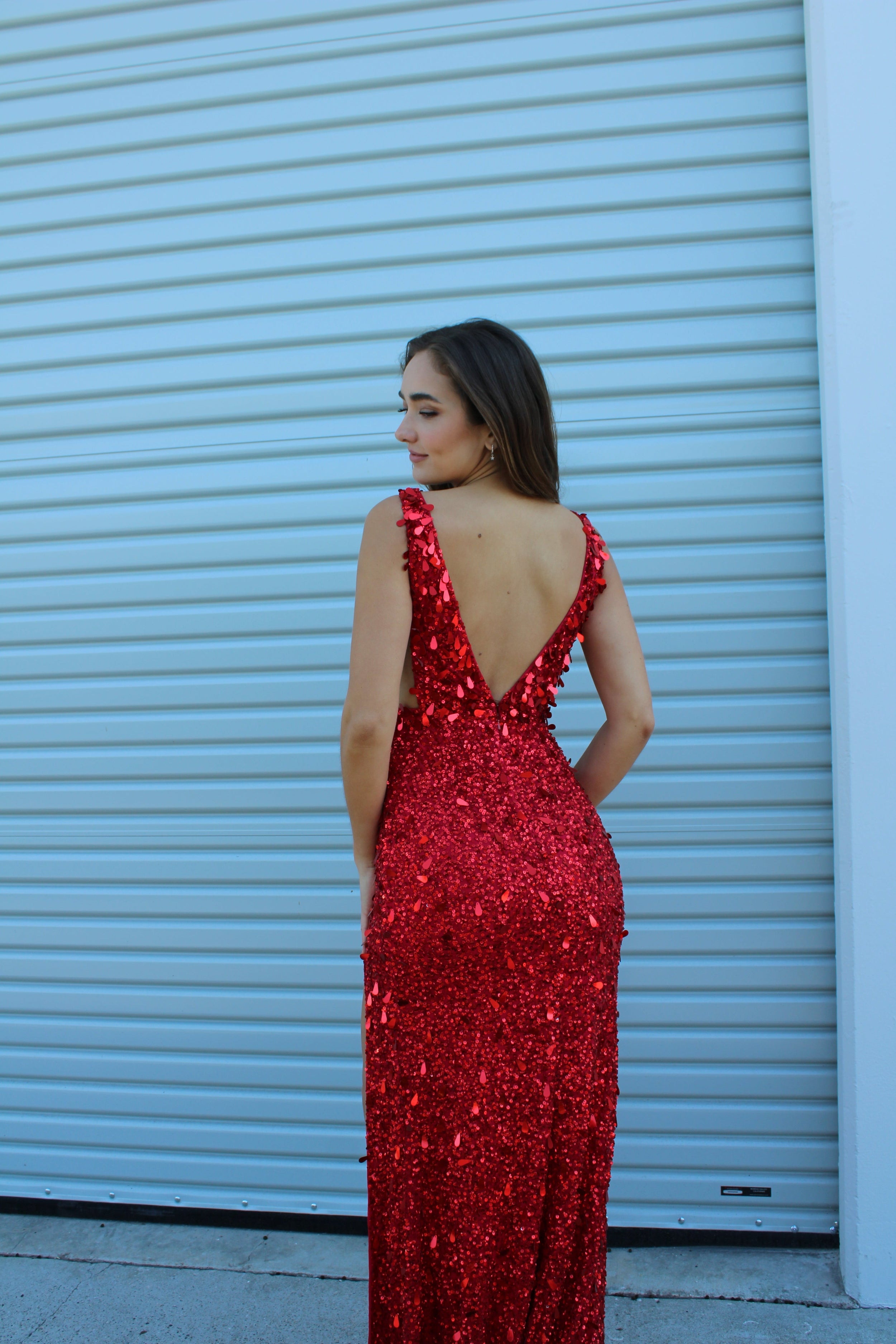 Prom Dresses Sequins Formal Long Prom Dress Red