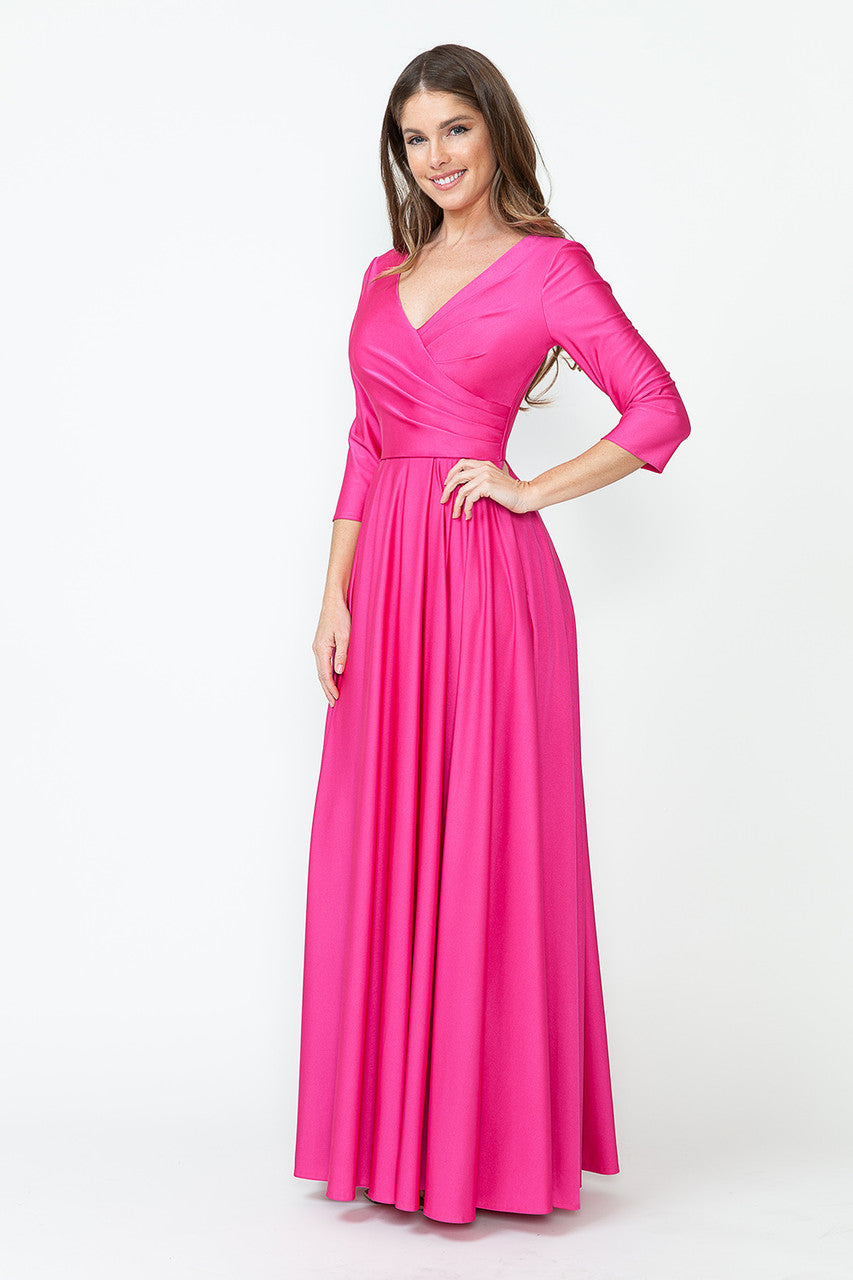 Mother of the Bride Dresses Pleated Formal Long Mother of the Bride Dress Lenovia 5243 Fuchsia