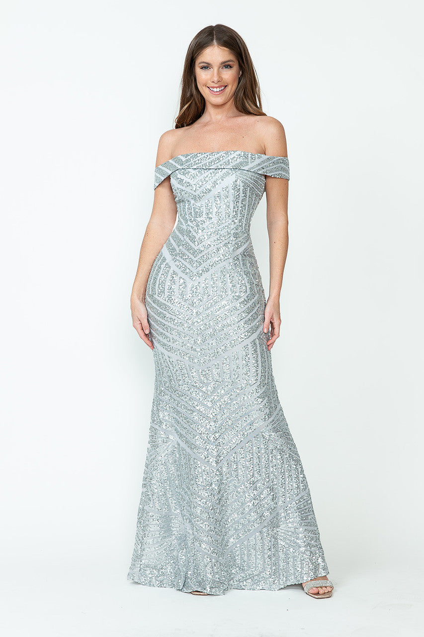 Prom Dresses Long Sequin Formal Prom Dress Lenovia 5224 Silver
