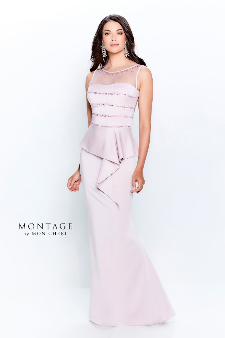 Montage 120903 Long Peplum Ruffle Formal Dress