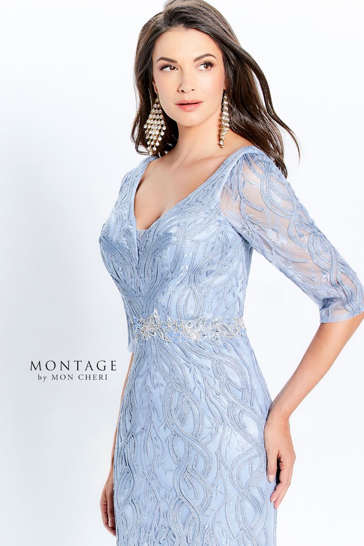 Montage 120921 Long Beaded Lace Metallic Evening Formal Dress