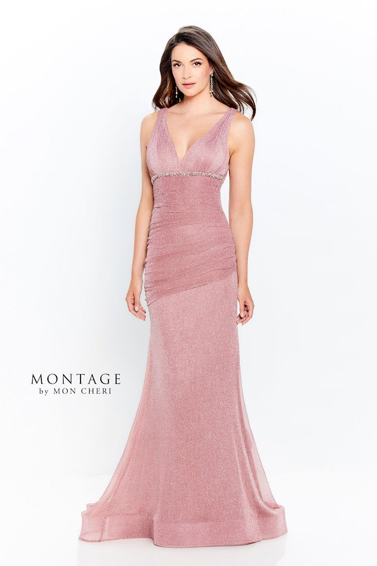 Montage 120922 Long Metallic Formal Dress