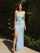 Prom Dresses Fitted Long Formal Fringe Beaded Prom Dress Powder Blue