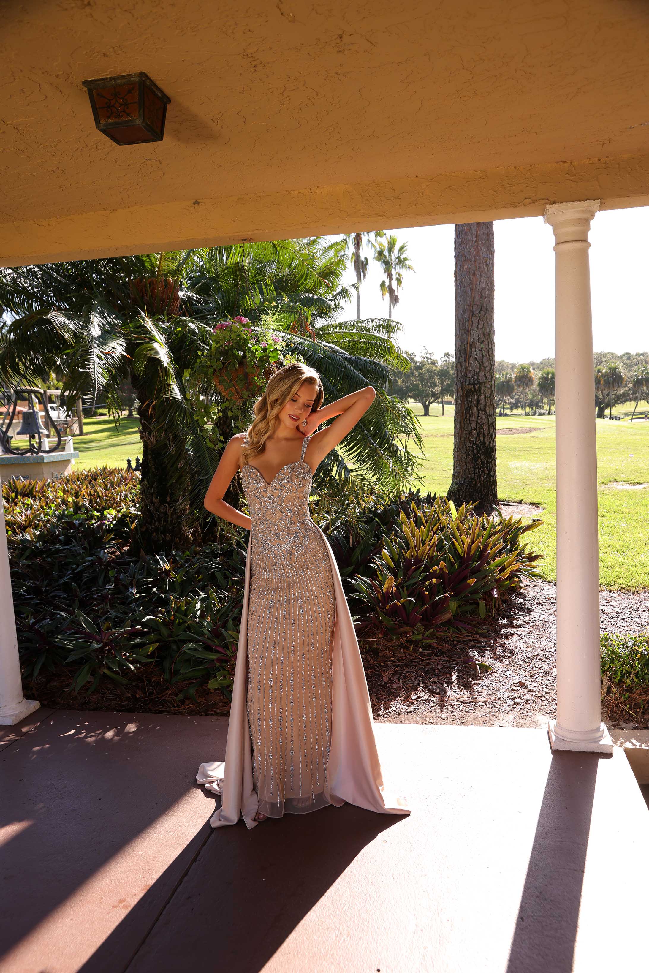 Prom Dresses Long Beaded Formal Prom Evening Fitted Dress Primavera Couture 12206 Nude Silver