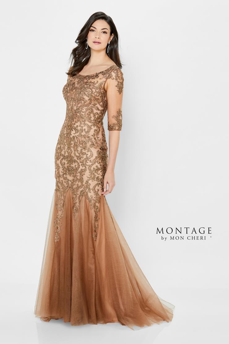 Montage 122901 Long Metallic Lace Fit Formal Dress