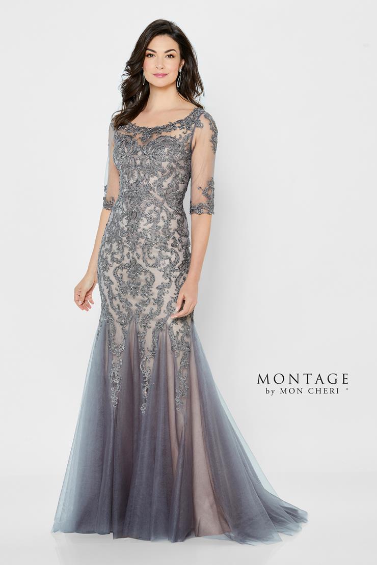 Montage 122901 Long Metallic Lace Fit Formal Dress