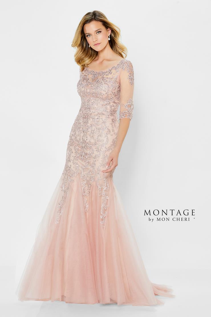 Montage 122901 Long Metallic Lace Fit Formal Dress