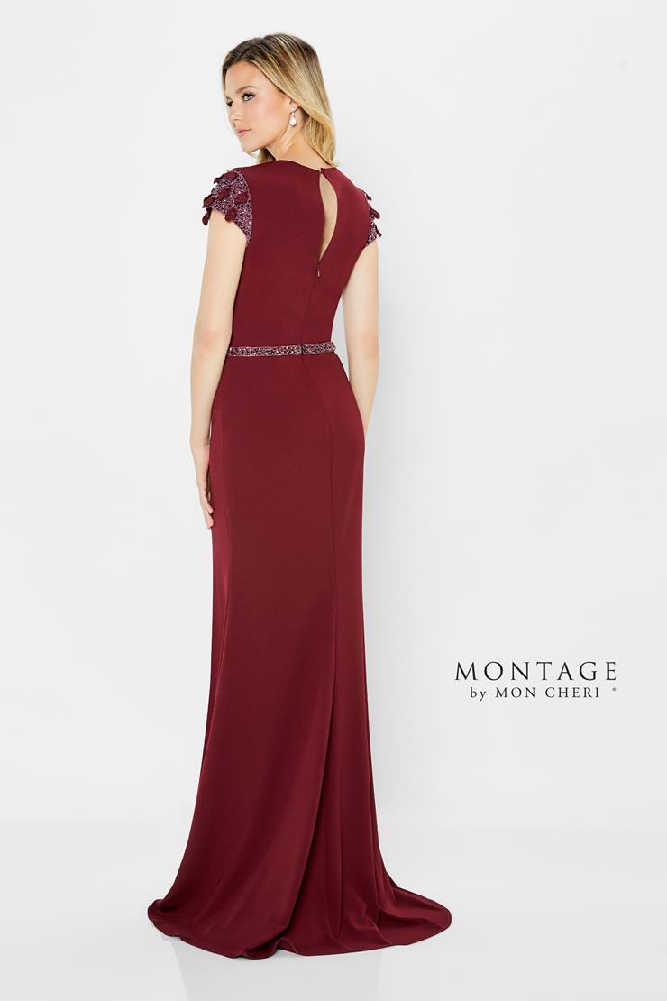 Montage 122902 Long Slit Ruched Beaded Belt Formal Dress