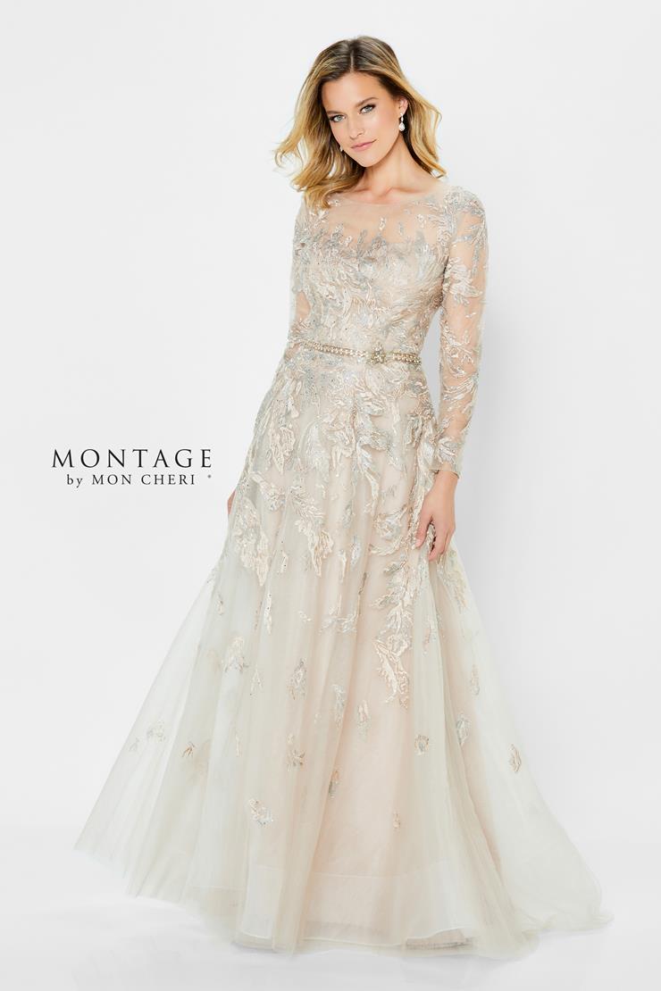 Montage 122906 Long A Line Gown Metallic Formal Dress