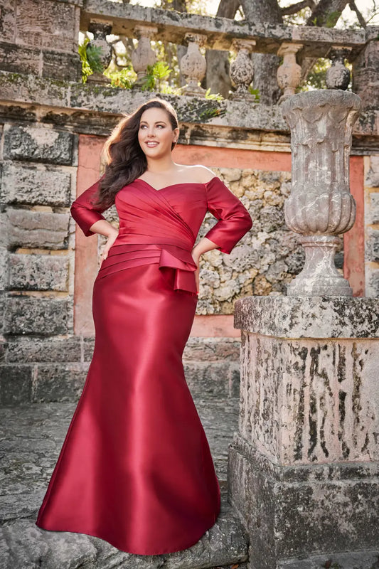 Formal Dresses Long Pleated Formal Peplum Evening Dress Wine