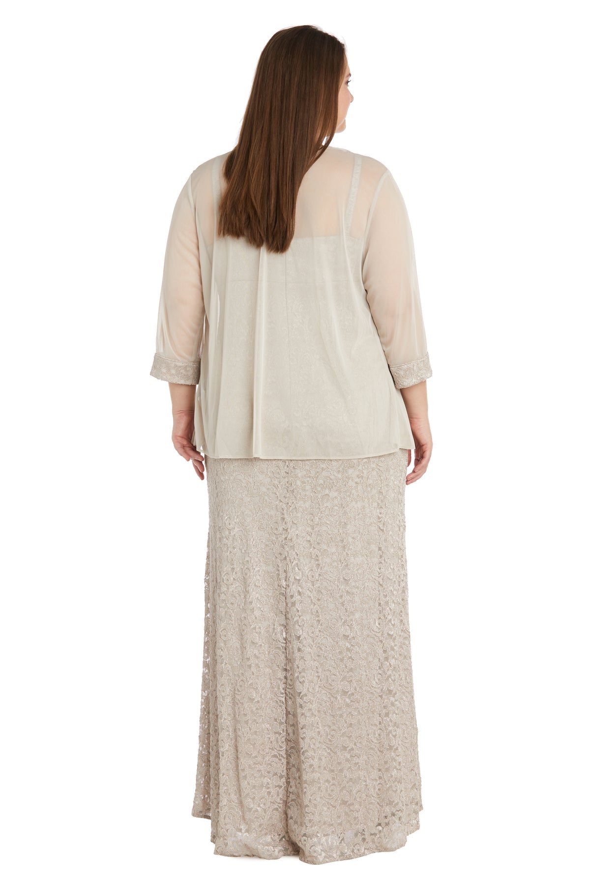Plus Size Dresses Long Slit Lace Plus Size Dress Champagne