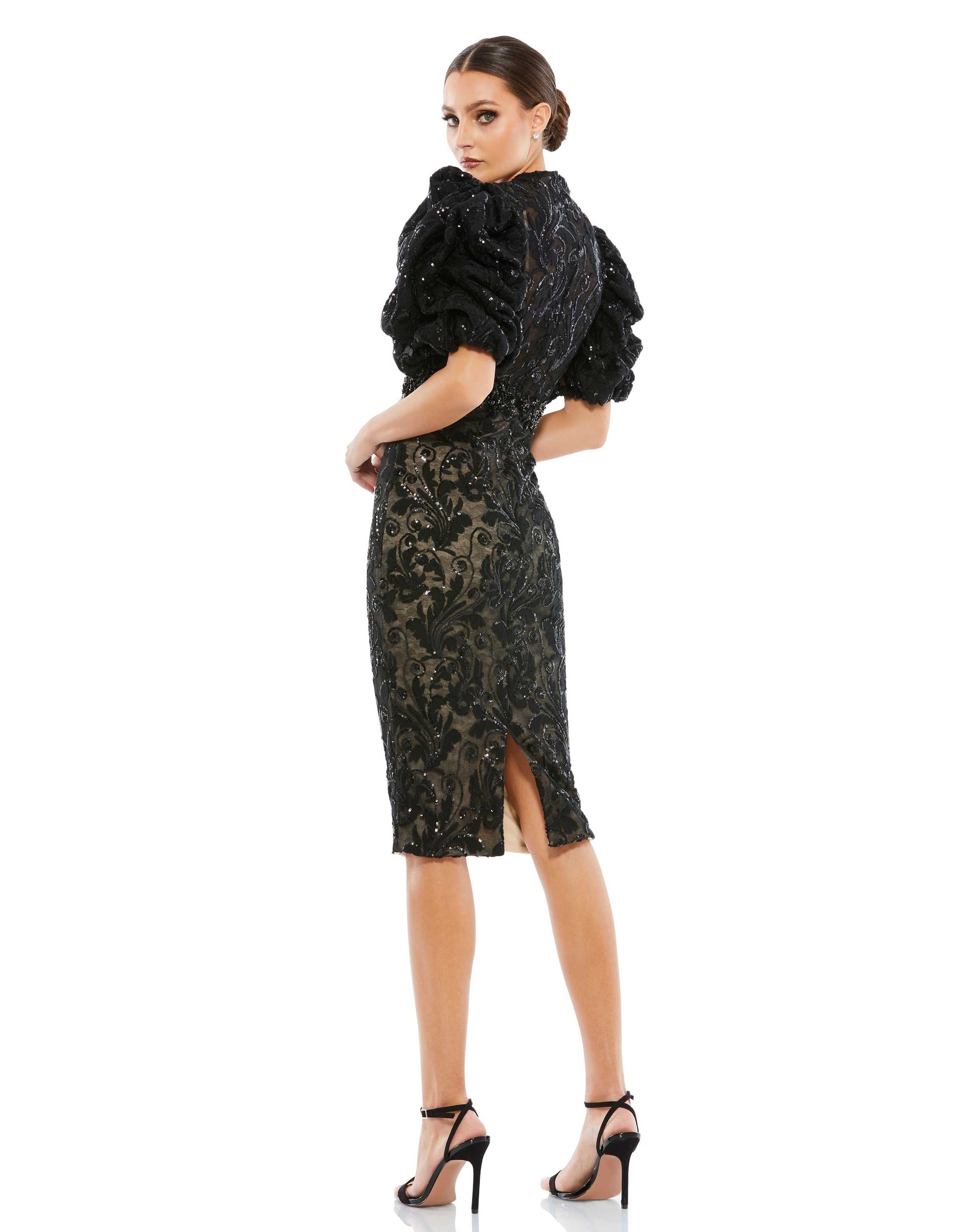 Mac Duggal 12440 Short Sequin Fitted Cocktail Knee Length Dress