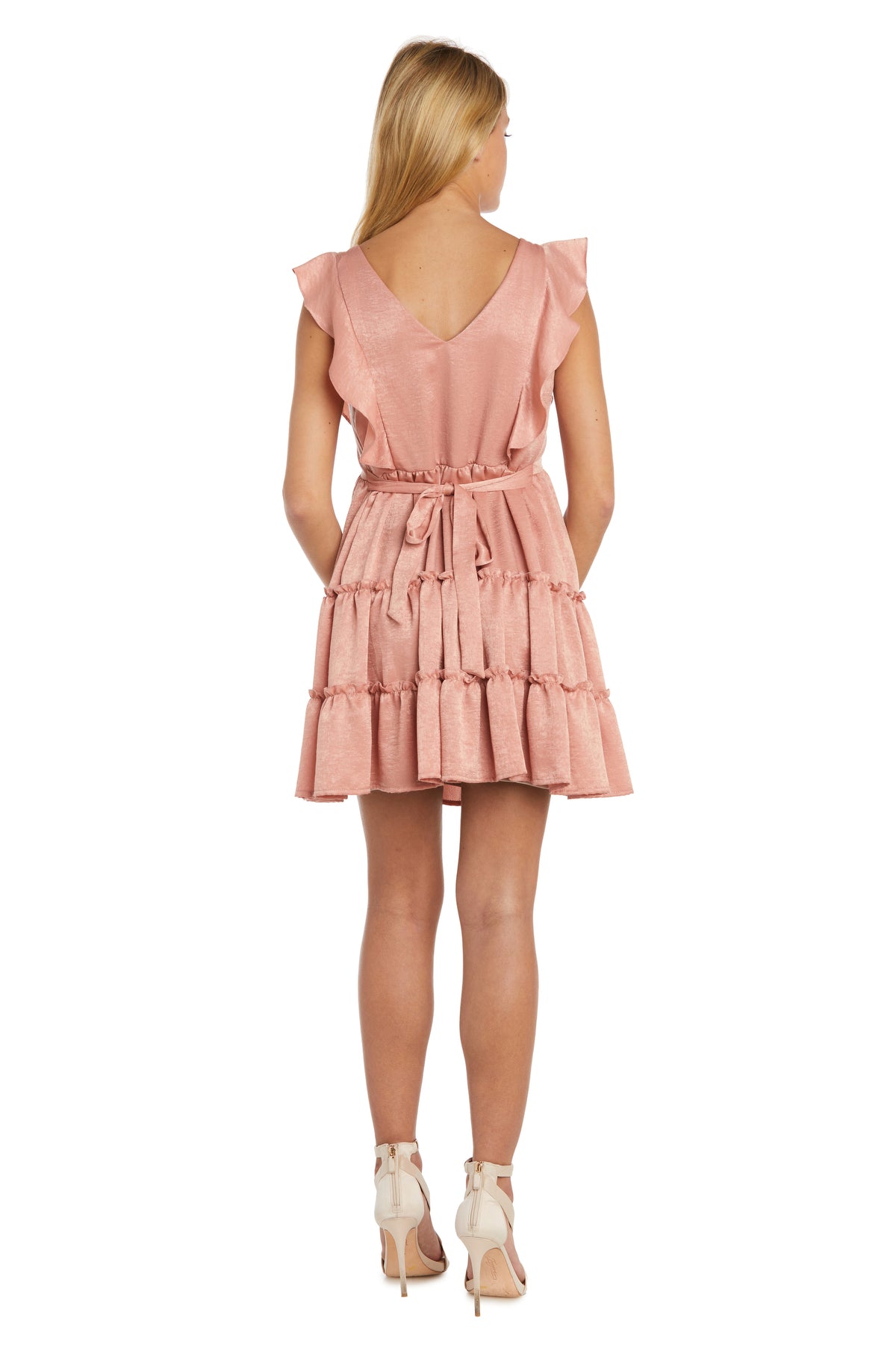 Cocktail Dresses Short Ruffle Tiered Cocktail Mini Dress Salmon