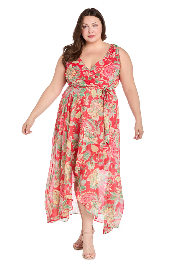 Plus Size Printed Dress High Low R&M Richards 1246W