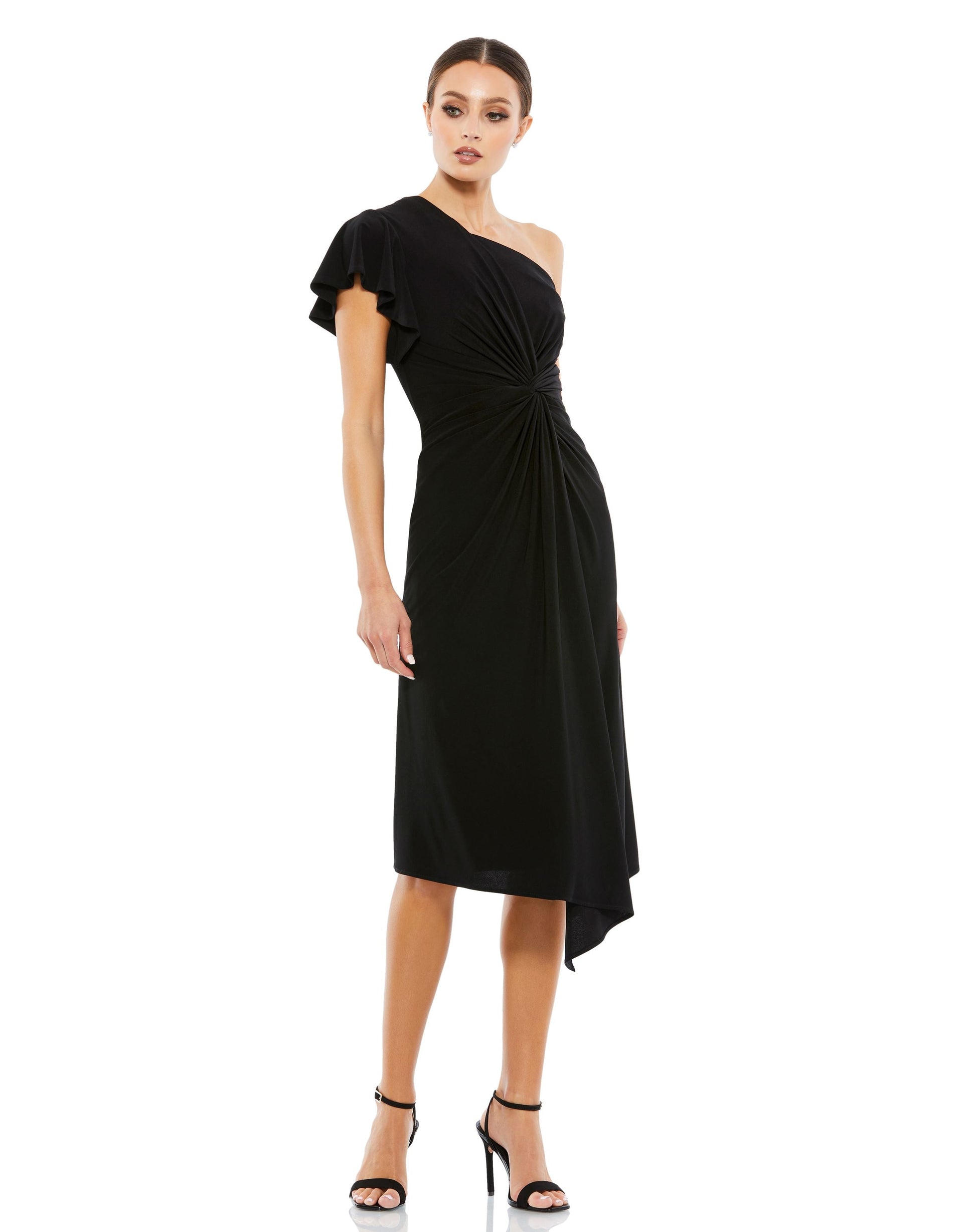 Mac Duggal 12480 Short Knotted Cocktail Midi Dress
