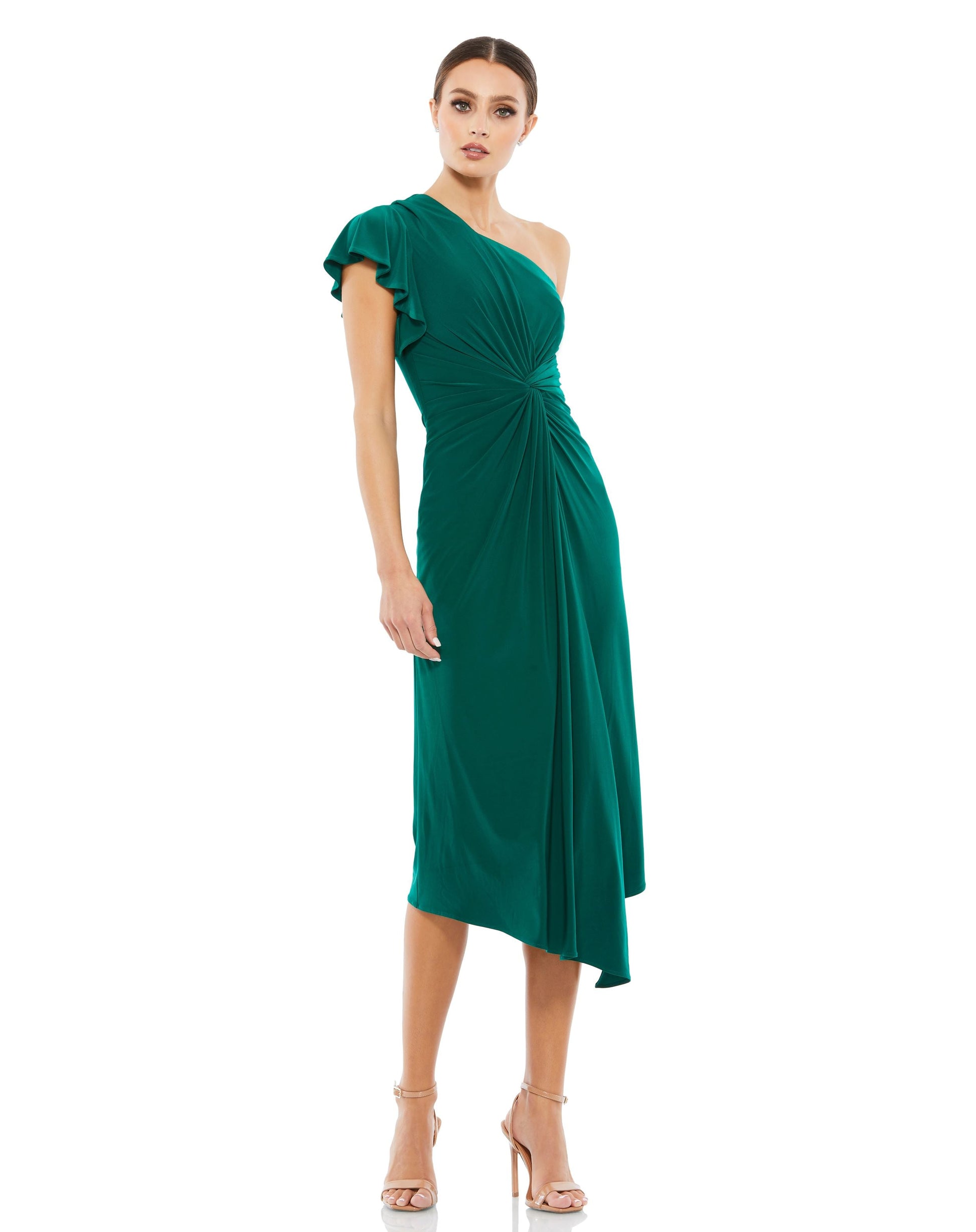 Mac Duggal 12480 Short Knotted Cocktail Midi Dress