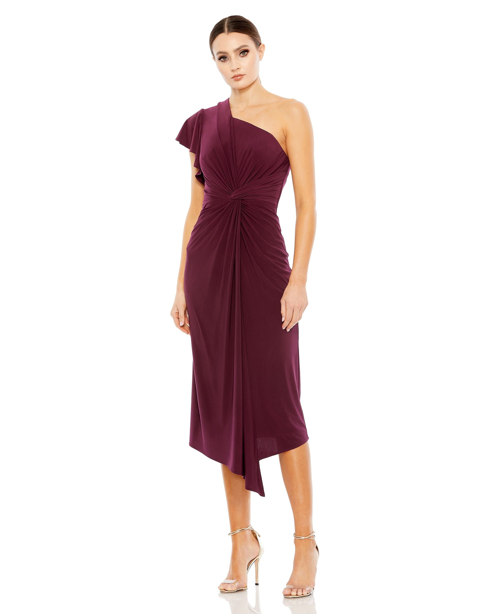 Mac Duggal 12480 Short Knotted Cocktail Midi Dress